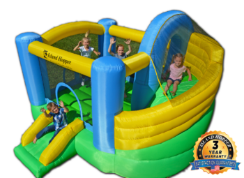 curved double slide bounce house