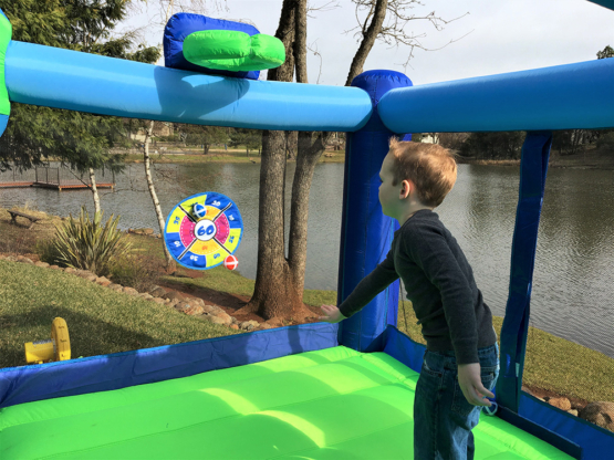 Shady Game Room Inflatable Fun House with Target Ball Game