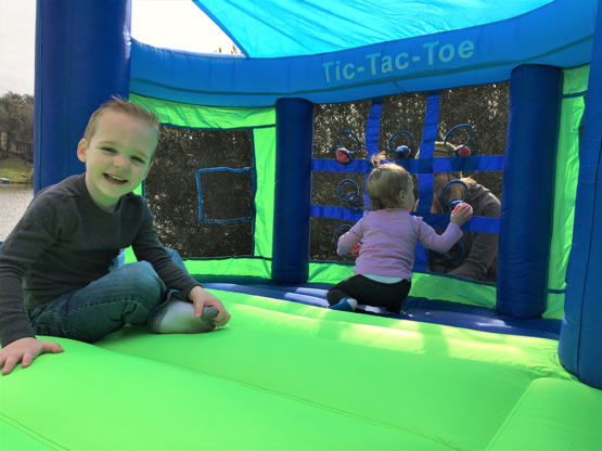 Shady Game Room Inflatable Fun House with Tic Tac Toe Ball Game