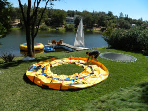 Laying out Water Trampoline For Assembly