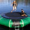 15 foot Island Hopper Classic Water trampoline in natural green color