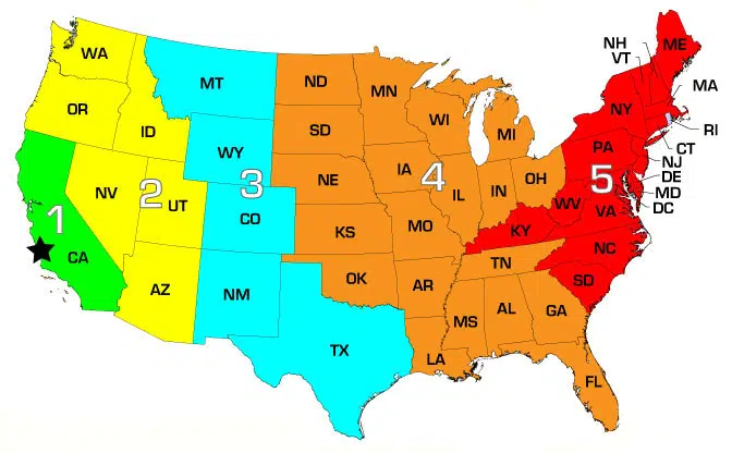 Map Of Shipping Zones