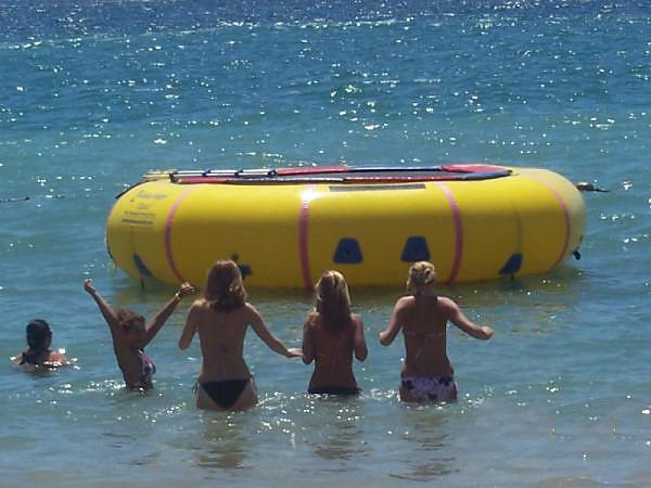 commercial beach operations with island hopper water trampoline