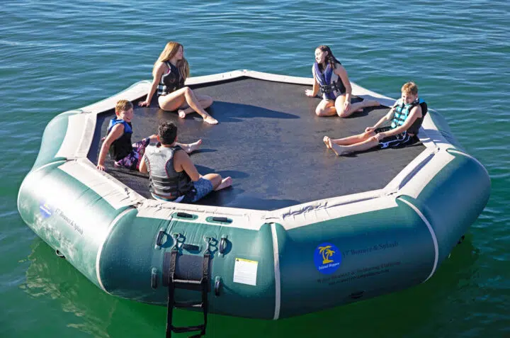 17 foot bounce n splash natural green water trampoline
