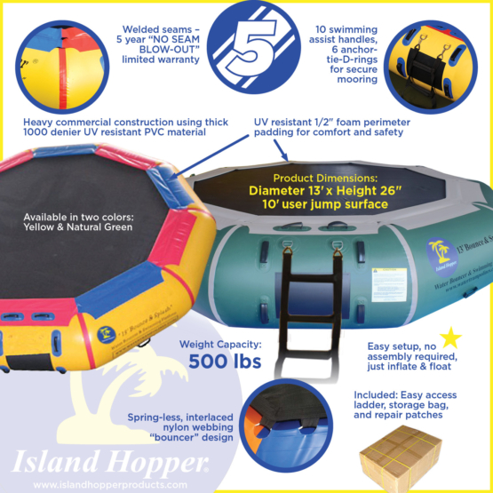 Island Hopper 13 foot Bounce N Splash Water Bouncer