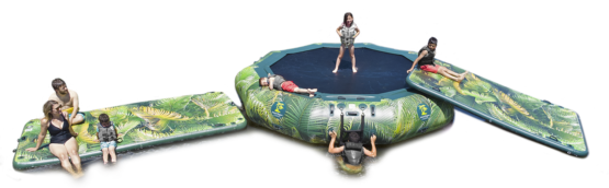 15ft lakeside water bouncer with lakeside slide and platform